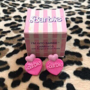 1989 BARBIE Avon 💕 ‘I’m Into Barbie’ 💕 Heart Earrings Retro Cute Pink 80s